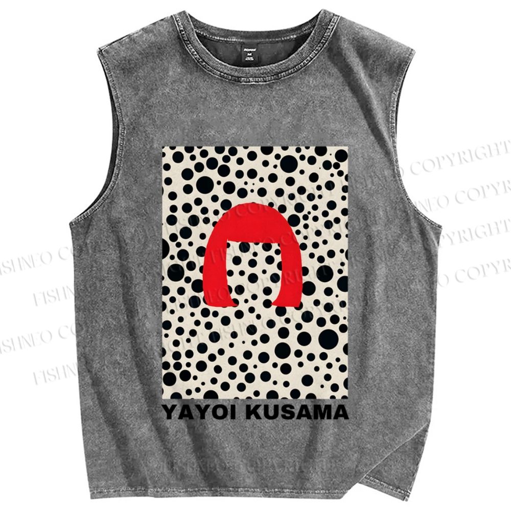 Unisex Yayoi Kusama Printed Washed Tank Top