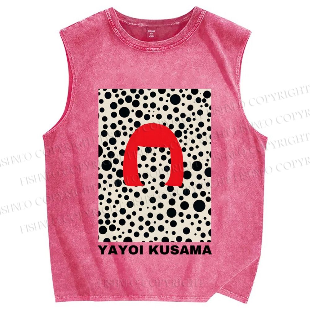 Unisex Yayoi Kusama Printed Washed Tank Top
