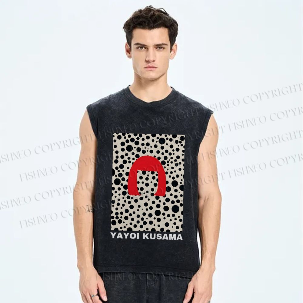 Unisex Yayoi Kusama Printed Washed Tank Top