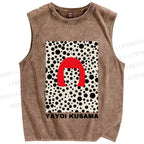 Unisex Yayoi Kusama Printed Washed Tank Top