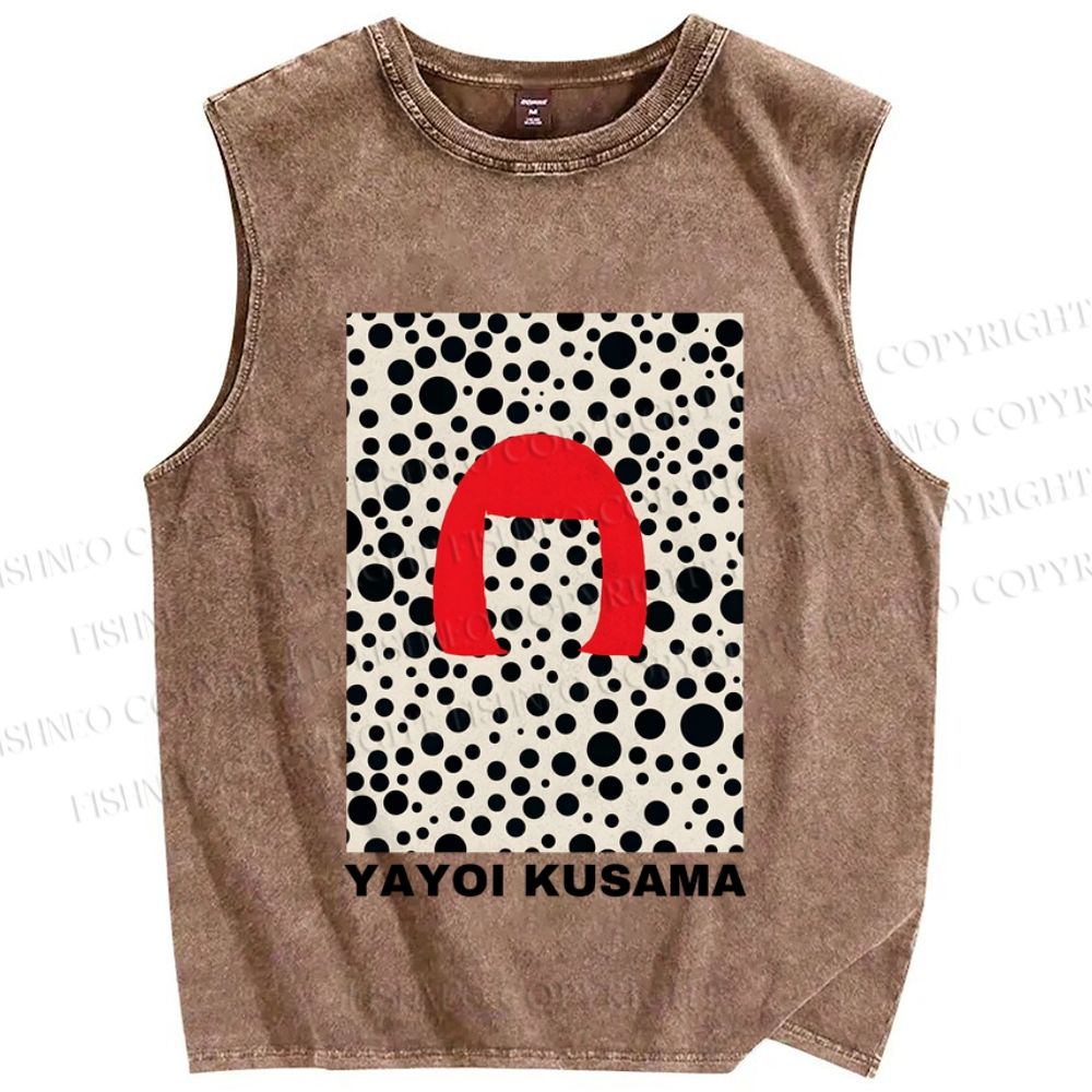 Unisex Yayoi Kusama Printed Washed Tank Top