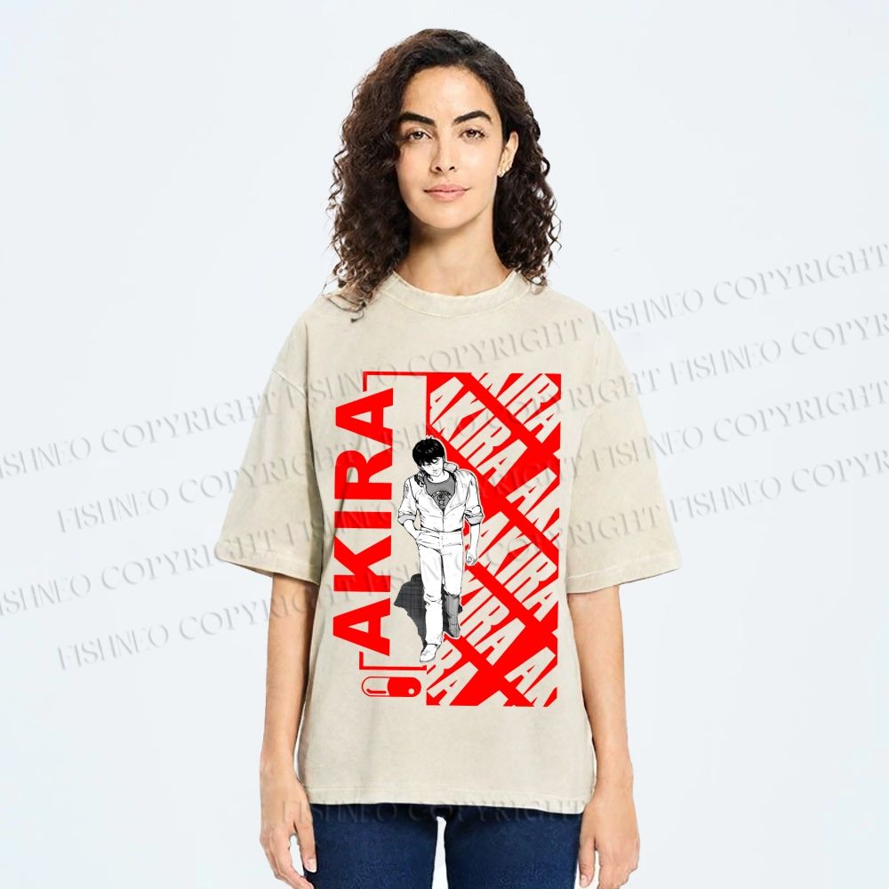 Unisex Japanese Anime Akira Printed Washed Tee