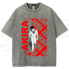 Unisex Japanese Anime Akira Printed Washed Tee