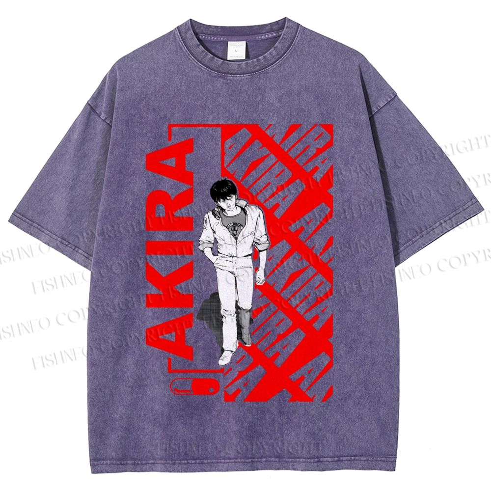 Unisex Japanese Anime Akira Printed Washed Tee