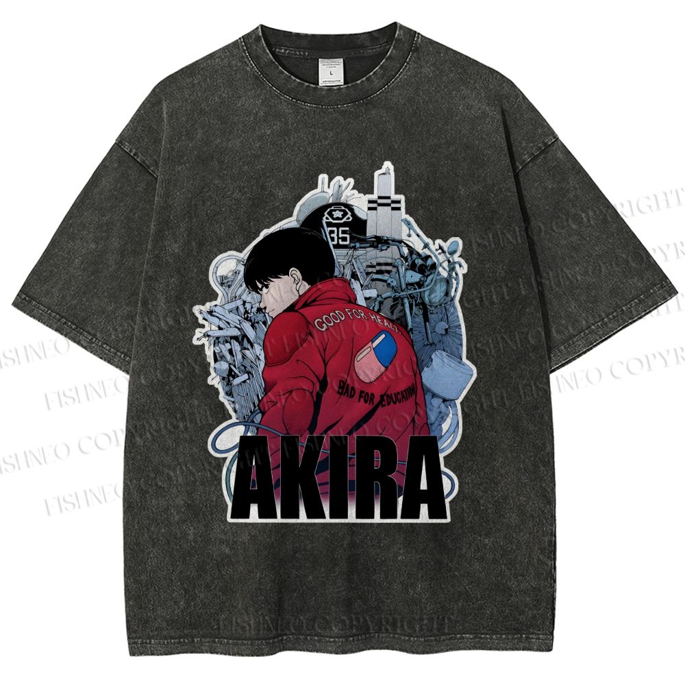Unisex Japanese Anime Akira Printed Washed Tee