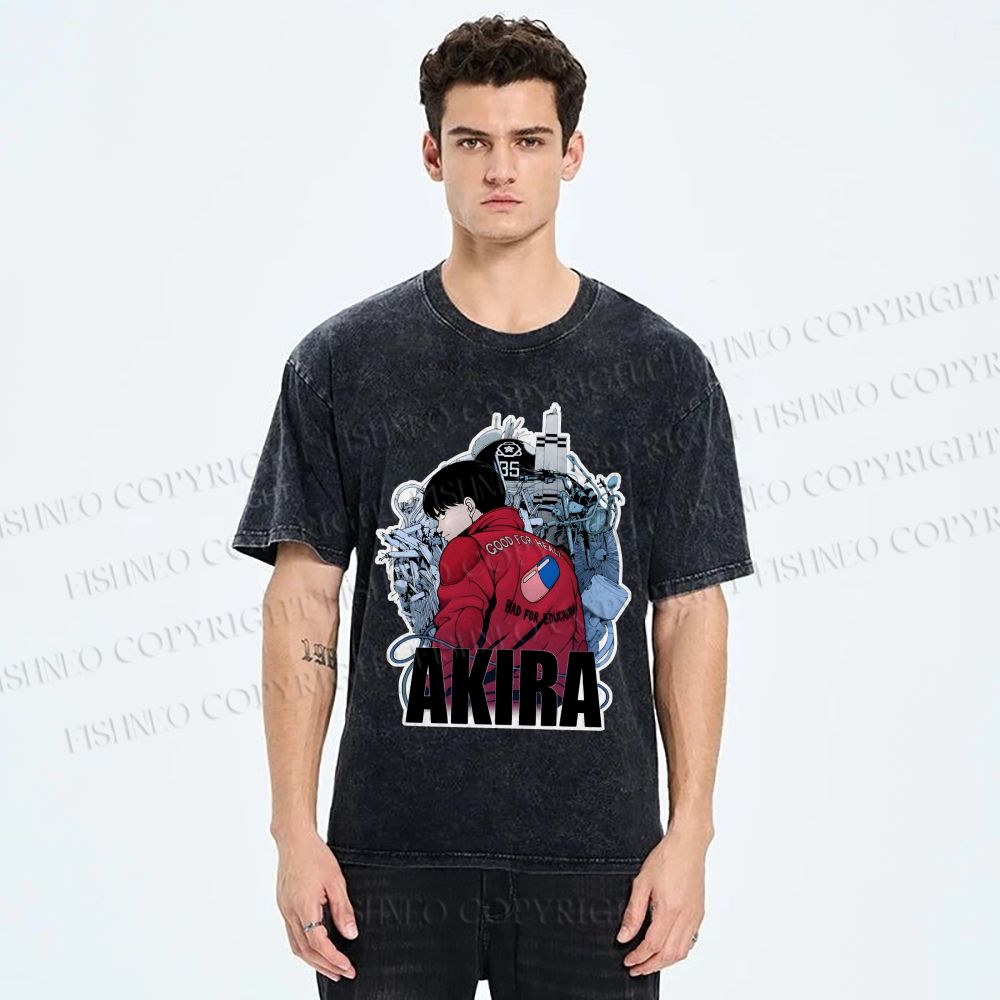 Unisex Japanese Anime Akira Printed Washed Tee