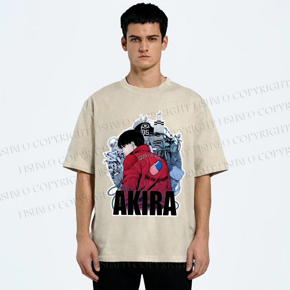 Unisex Japanese Anime Akira Printed Washed Tee