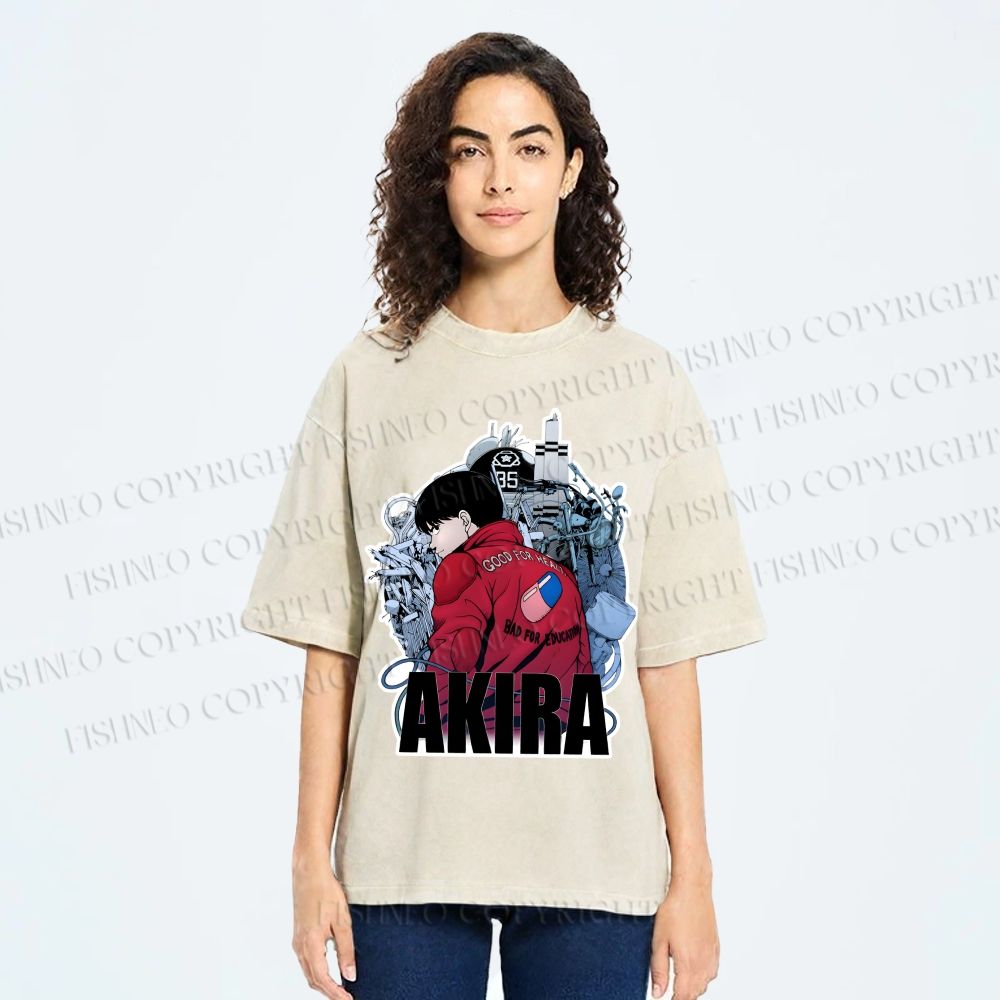 Unisex Japanese Anime Akira Printed Washed Tee