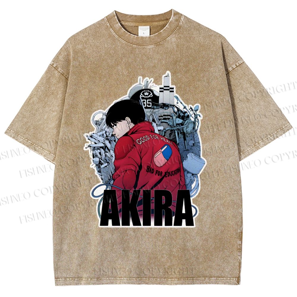Unisex Japanese Anime Akira Printed Washed Tee