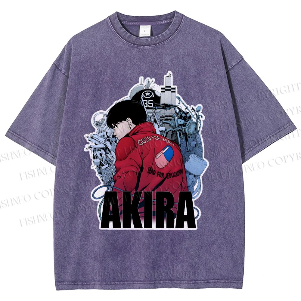 Unisex Japanese Anime Akira Printed Washed Tee