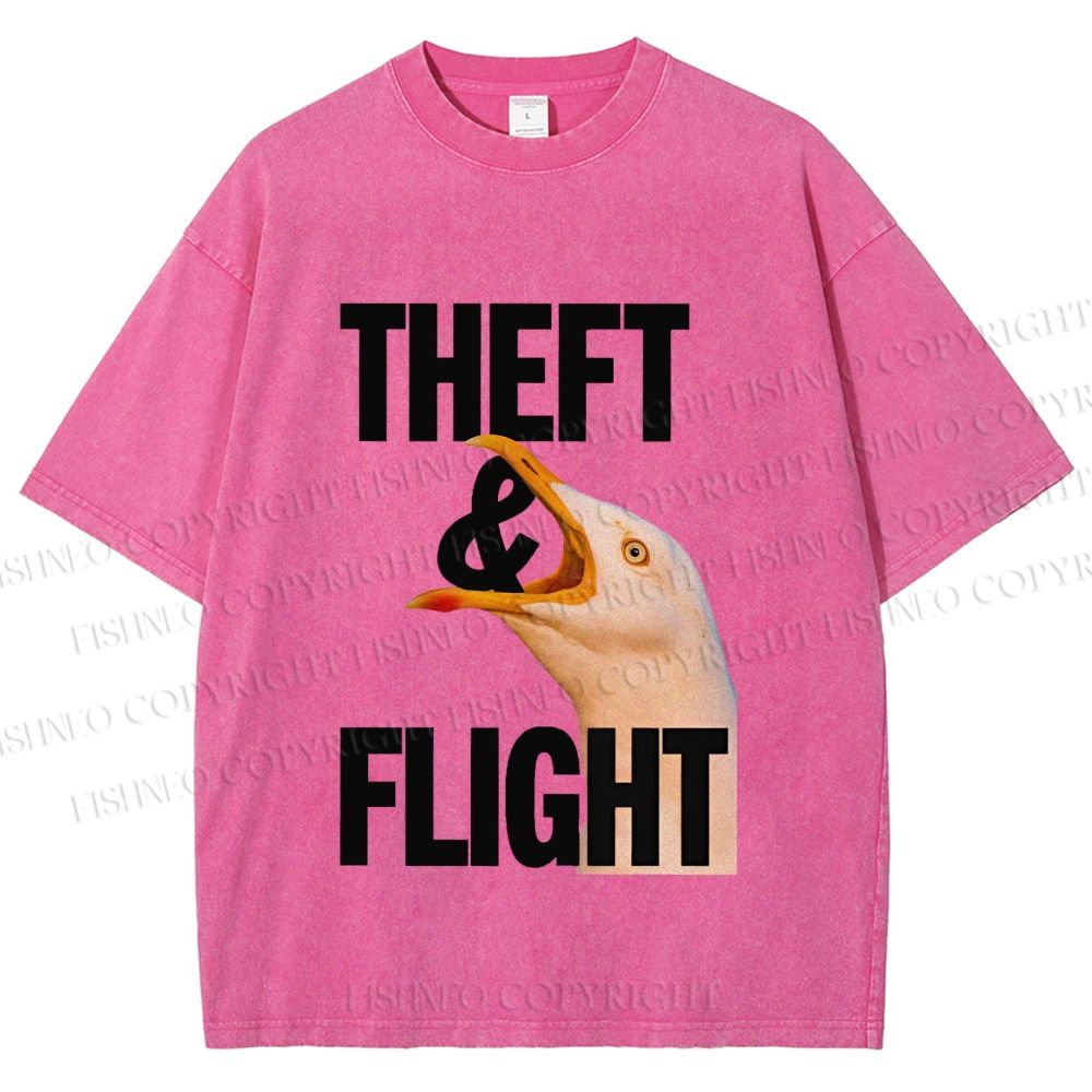 Unisex Seagull Theft and Flight Printed Washed Tee