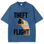 Unisex Seagull Theft and Flight Printed Washed Tee