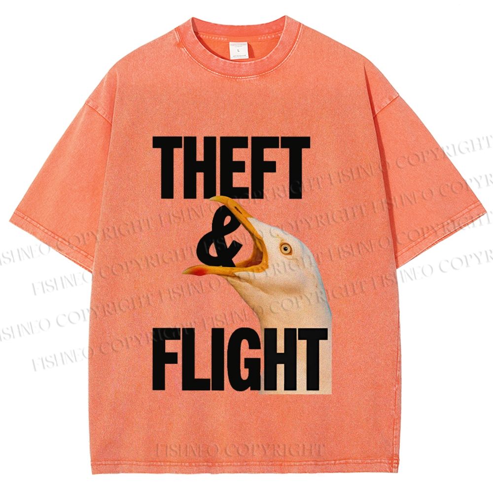 Unisex Seagull Theft and Flight Printed Washed Tee