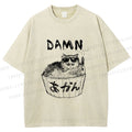 Unisex Gansta Cat in Bath Japanese Printed Washed Tee