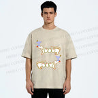 Unisex Olive Dachshund Dogs Printed Washed Tee