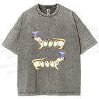 Unisex Olive Dachshund Dogs Printed Washed Tee