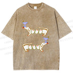 Unisex Olive Dachshund Dogs Printed Washed Tee