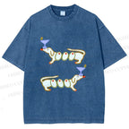 Unisex Olive Dachshund Dogs Printed Washed Tee