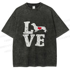 Unisex Love Dachshund Dog Printed Washed Tee