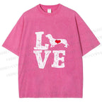 Unisex Love Dachshund Dog Printed Washed Tee