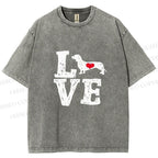 Unisex Love Dachshund Dog Printed Washed Tee