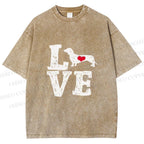 Unisex Love Dachshund Dog Printed Washed Tee