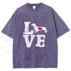 Unisex Love Dachshund Dog Printed Washed Tee