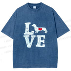 Unisex Love Dachshund Dog Printed Washed Tee