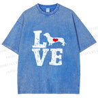 Unisex Love Dachshund Dog Printed Washed Tee