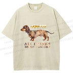 Unisex Funny Dachshund Dog All Drinks on me Tonight Printed Washed Tee