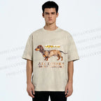 Unisex Funny Dachshund Dog All Drinks on me Tonight Printed Washed Tee
