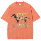 Unisex Funny Dachshund Dog All Drinks on me Tonight Printed Washed Tee