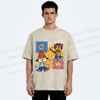 Unisex Parappa the Rapper Dog Graffiti Printed Washed Tee
