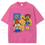 Unisex Parappa the Rapper Dog Graffiti Printed Washed Tee