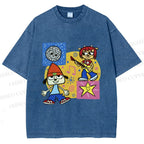 Unisex Parappa the Rapper Dog Graffiti Printed Washed Tee