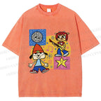 Unisex Parappa the Rapper Dog Graffiti Printed Washed Tee