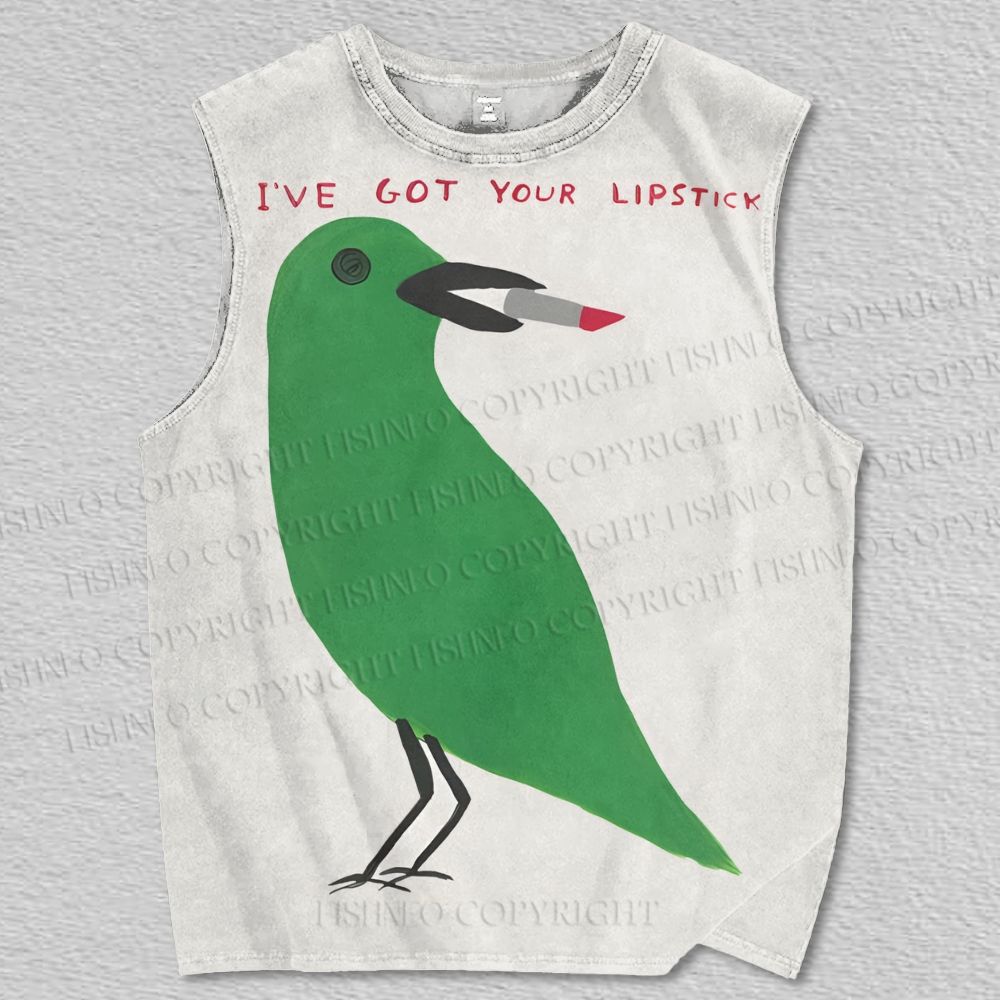 Unisex I've Got Your Lipstick Bird Printed Tank Top