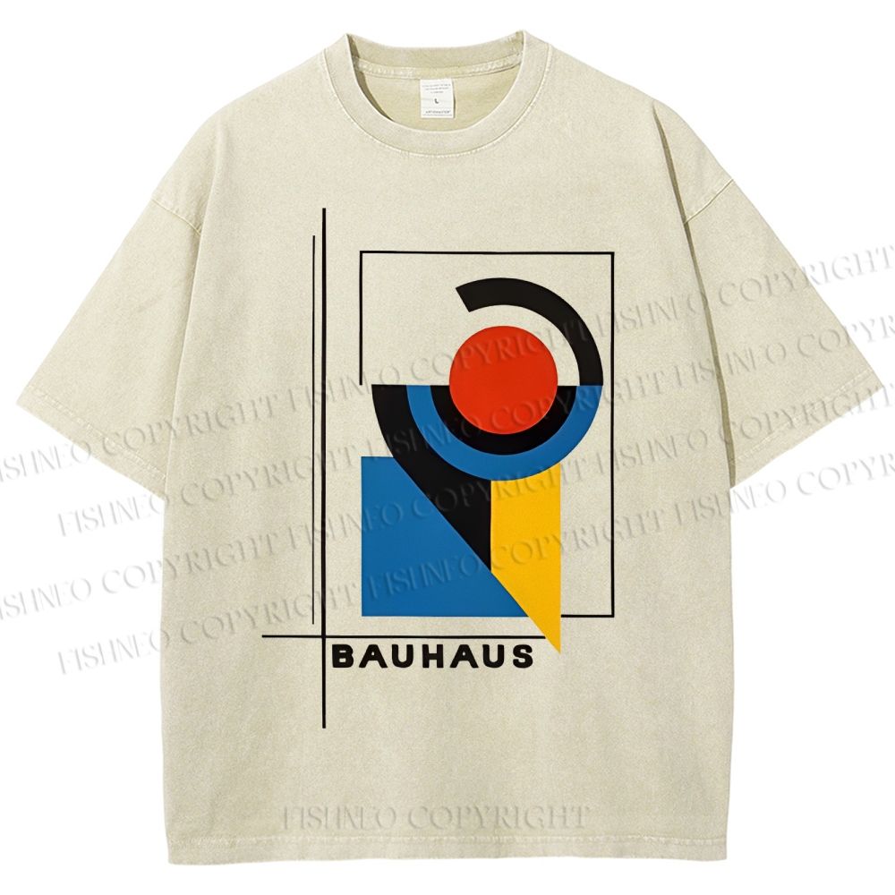 Unisex Bauhaus Geometry Printed Washed Tee
