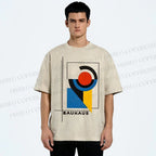 Unisex Bauhaus Geometry Printed Washed Tee