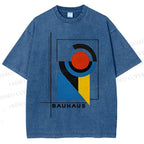 Unisex Bauhaus Geometry Printed Washed Tee
