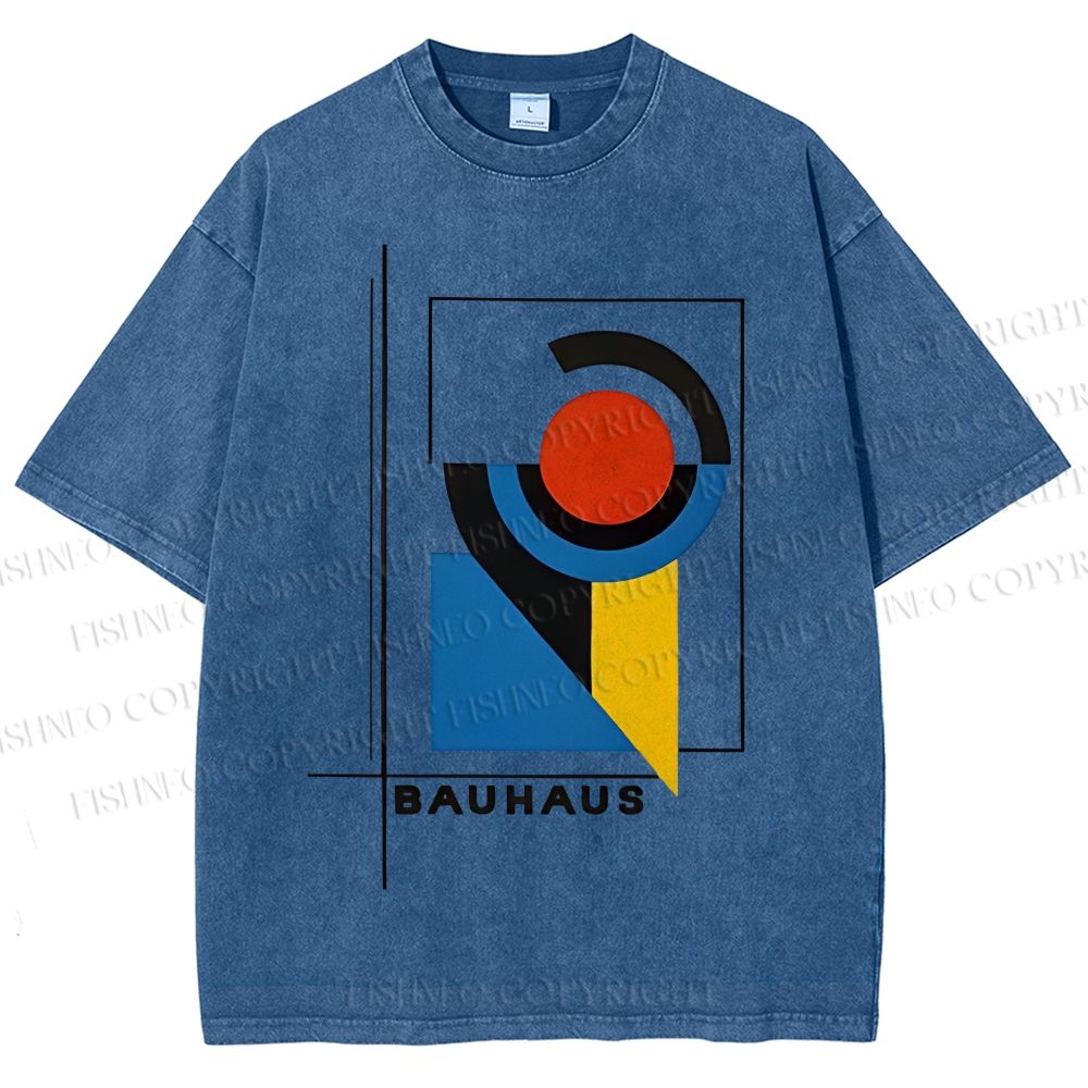 Unisex Bauhaus Geometry Printed Washed Tee