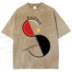 Unisex Bauhaus Geometric Design Printed Washed Tee