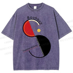 Unisex Bauhaus Geometric Design Printed Washed Tee