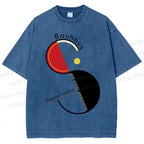 Unisex Bauhaus Geometric Design Printed Washed Tee