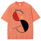 Unisex Bauhaus Geometric Design Printed Washed Tee