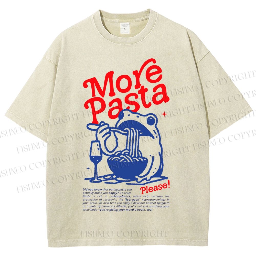 Unisex More Pasta Frog Printed Washed Tee