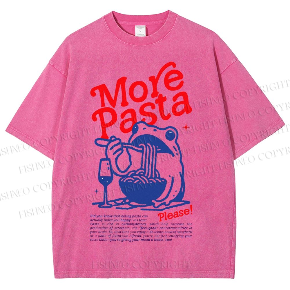 Unisex More Pasta Frog Printed Washed Tee