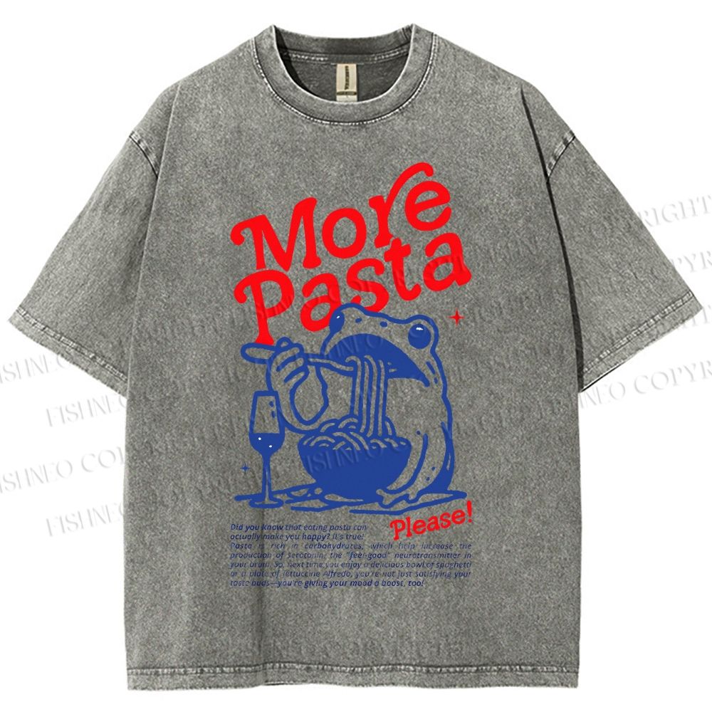 Unisex More Pasta Frog Printed Washed Tee