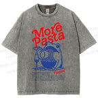 Unisex More Pasta Frog Printed Washed Tee