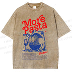 Unisex More Pasta Frog Printed Washed Tee